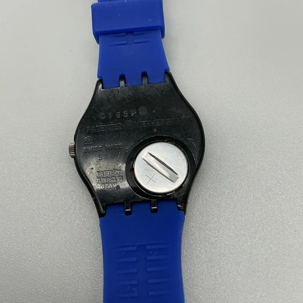 Swatch Blue Neptun Mens Watch 34mm Blue Dial Swiss Day Date New Battery